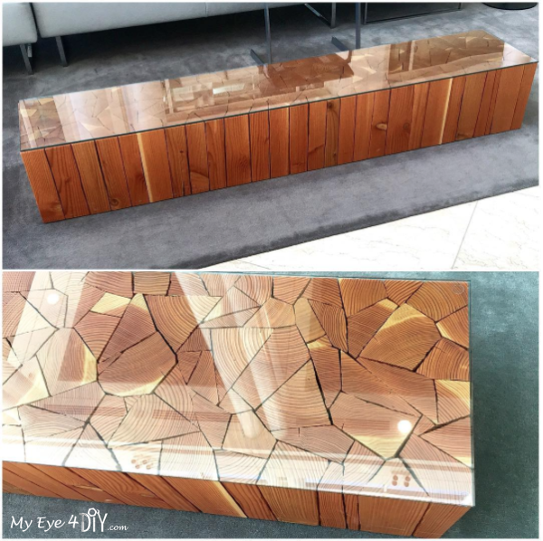 DIY Wood log Patio table